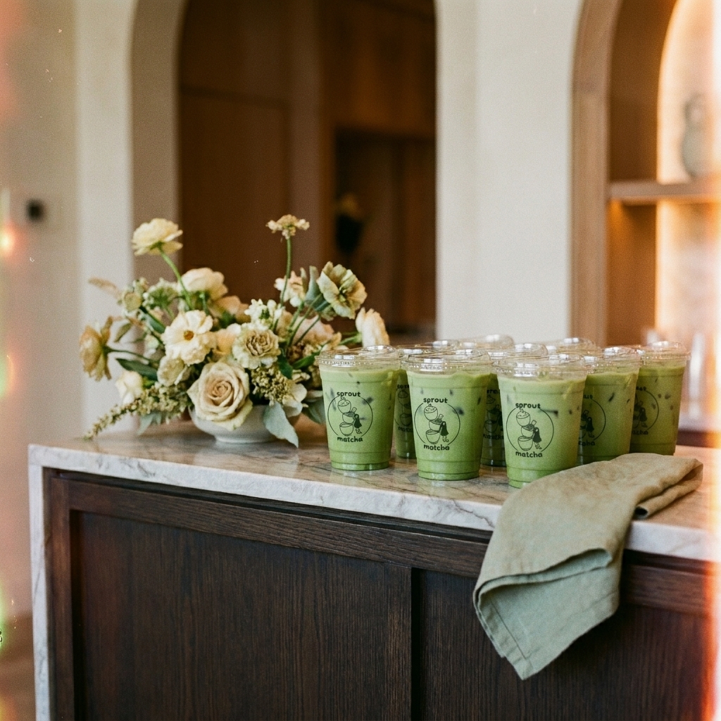 Matcha cart at a corporate rooftop event