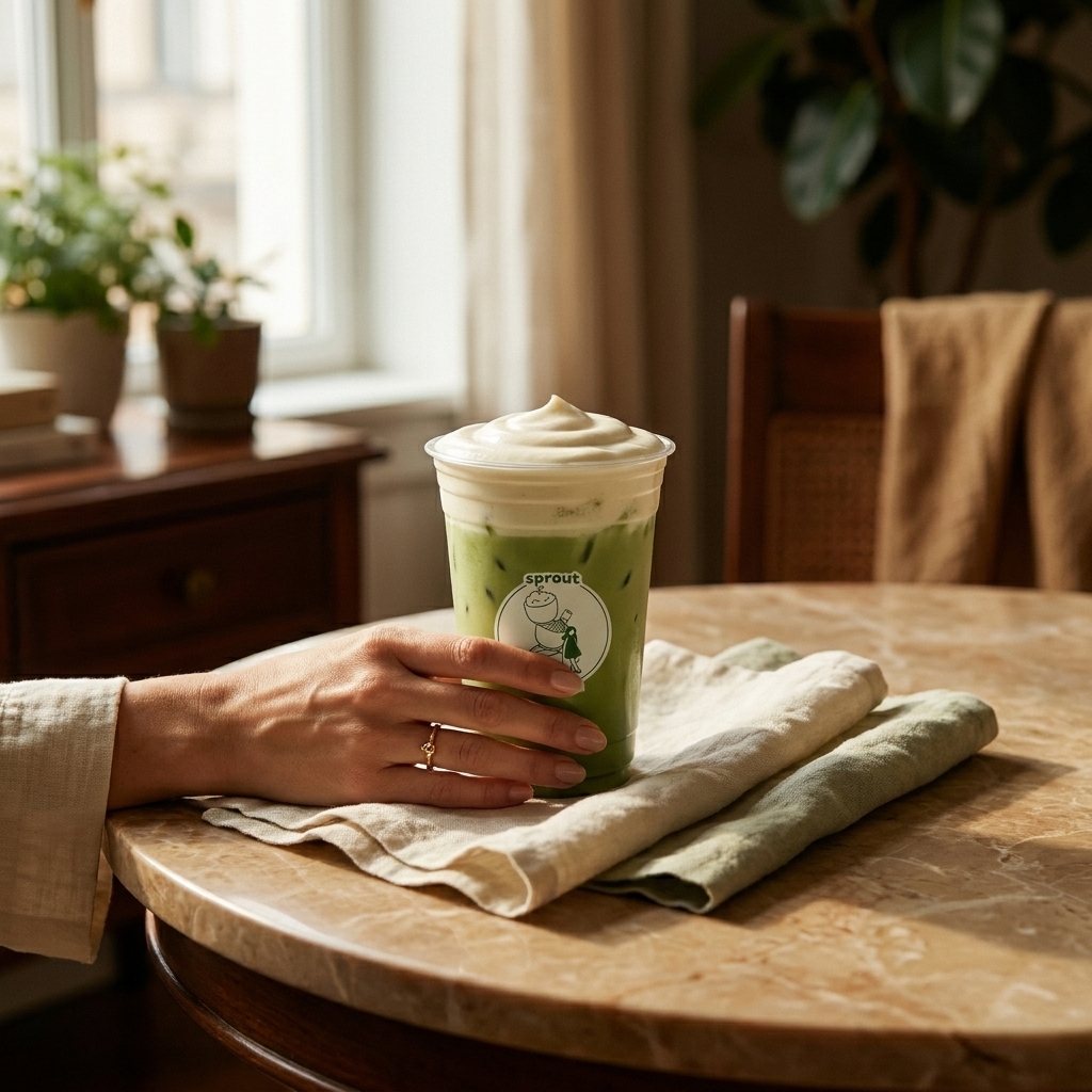 Iced matcha with cold foam