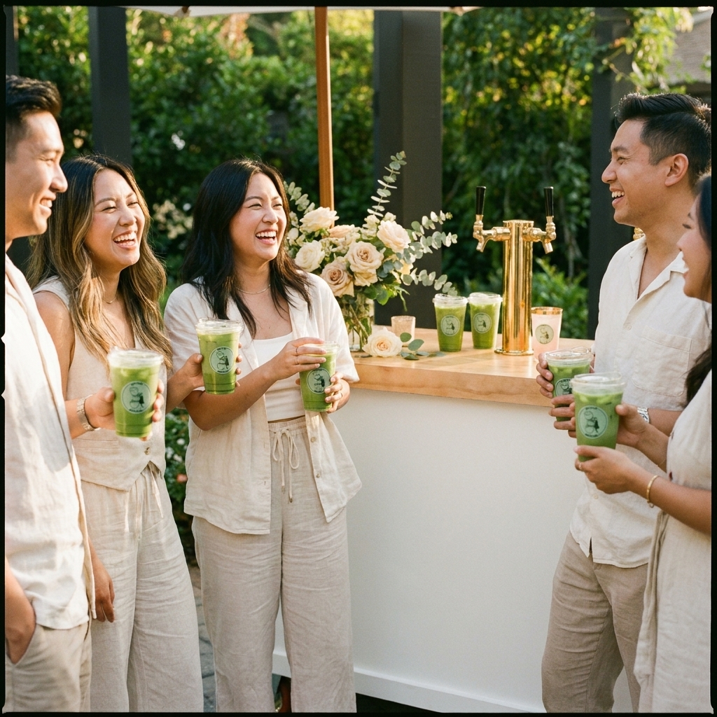 Matcha cart at a private backyard party