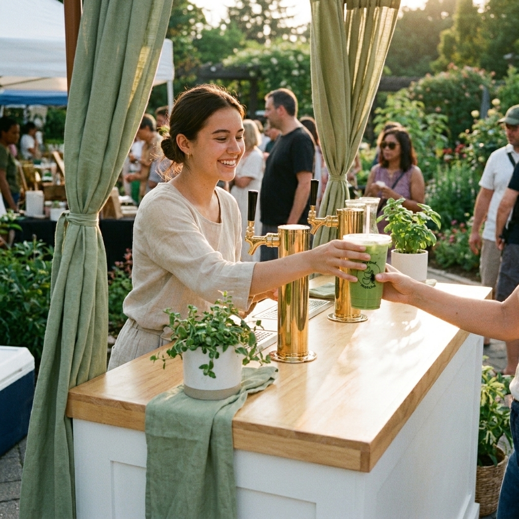 Sprout Matcha pop-up at an outdoor market